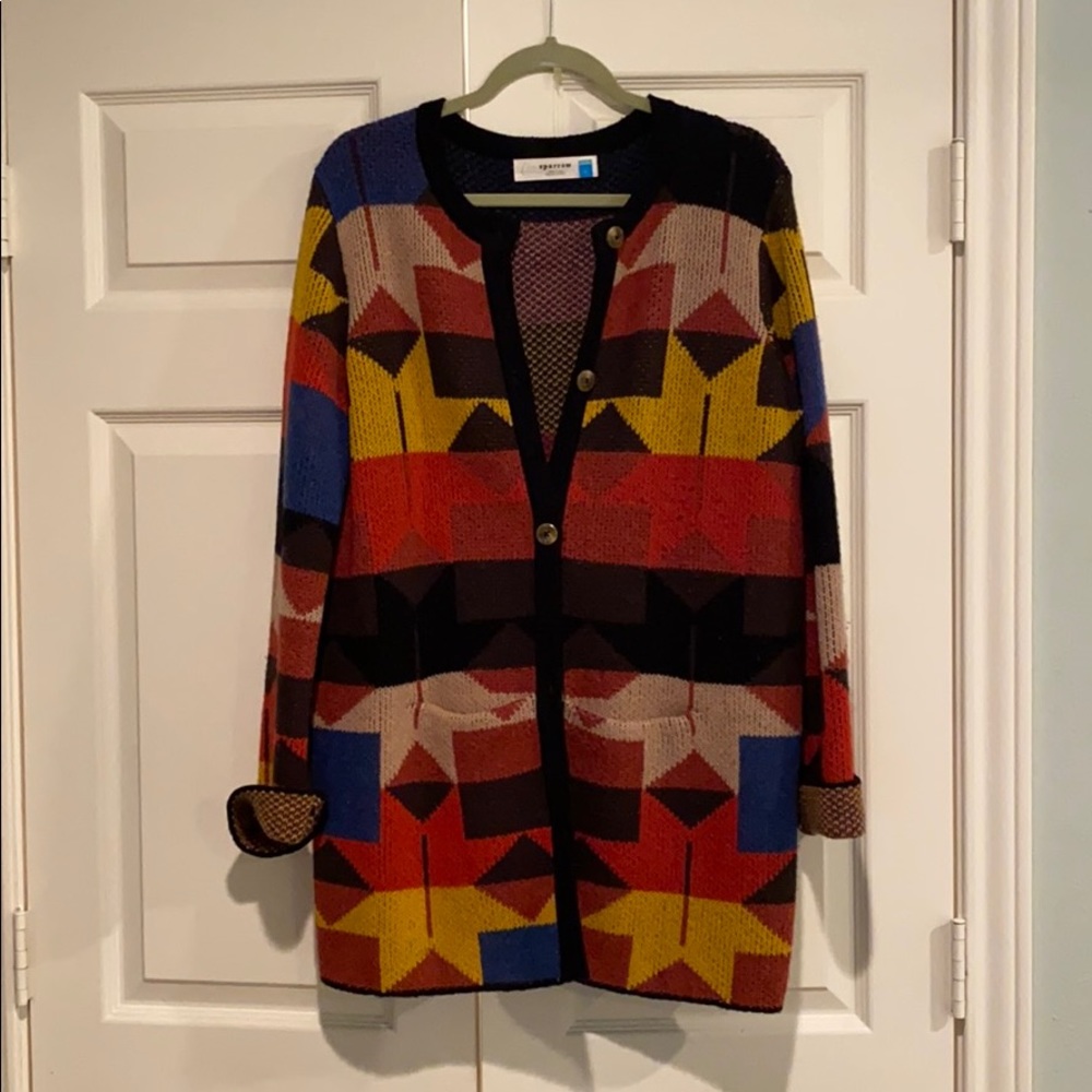 Anthropologie patchwork thick knit cardigan